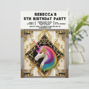 Convites de Aniversário de Menina Unicórnio Arco-Í