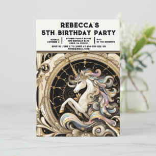 Convites de Aniversário de Menina Unicórnio Arco-Í