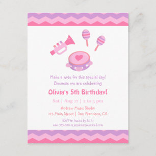 Convites de Aniversário de Meninas com Instrumento