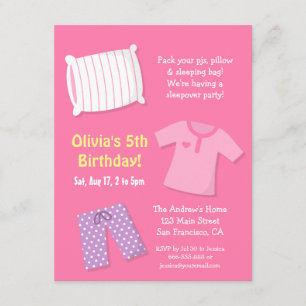 Convites de Aniversário de Meninas para Pijamada