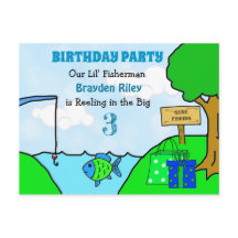 Convites de Aniversário de Menino 'Fui Pescar'