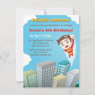 Convites de Aniversário de Menino Super-Herói Voad