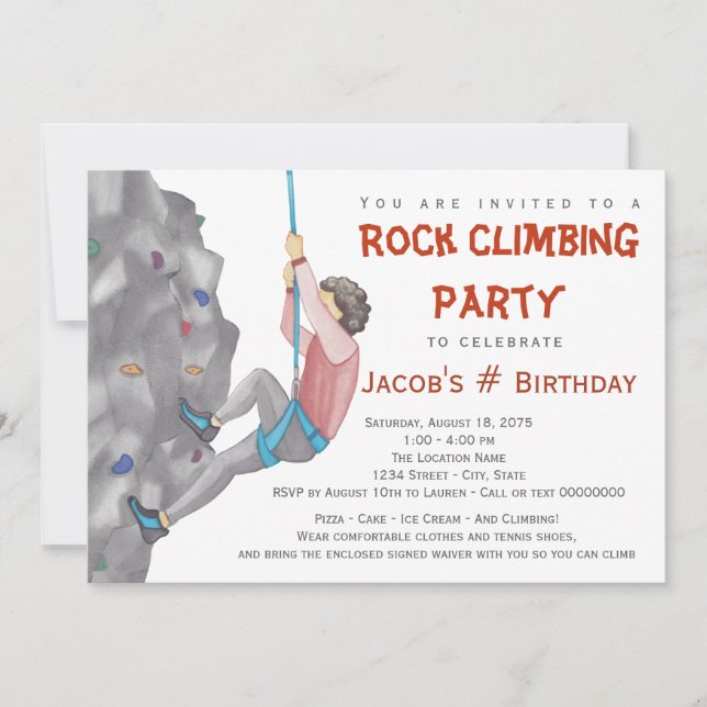 Convites de Aniversário de Meninos para Escalada (Frente)
