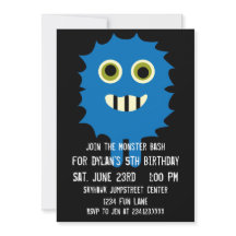 Convites de aniversário de Monstro Azul