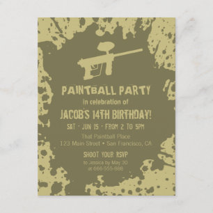 Convites de Aniversário de Paintball com Tinta Sal