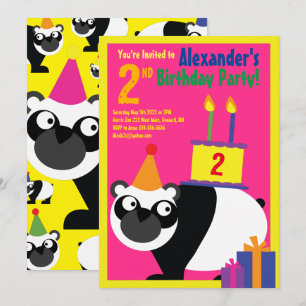 Convites de aniversário de Panda Animal Kid