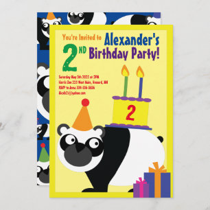 Convites de aniversário de Panda Animal Kid