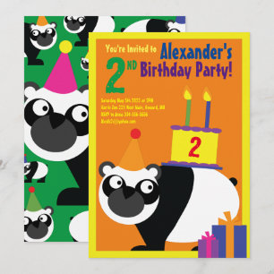 Convites de aniversário de Panda Animal Kid