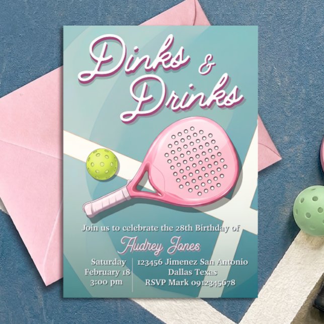 Convites de Aniversário de Pickleball - Dinks e Dr (Criador carregado)