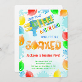 Convites de Aniversário de Pistola de Água