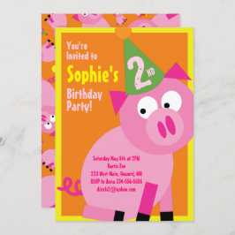 Convites de aniversário de porcos