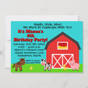 Convites de aniversário de porcos com Fazenda