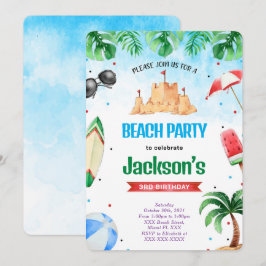 Convites de Aniversário de Praia Editáveis