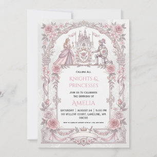 convites de aniversário de princesa e cavaleiro