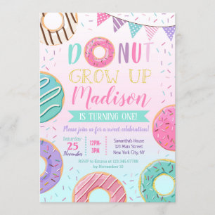 Convites de aniversário de rosquinha
