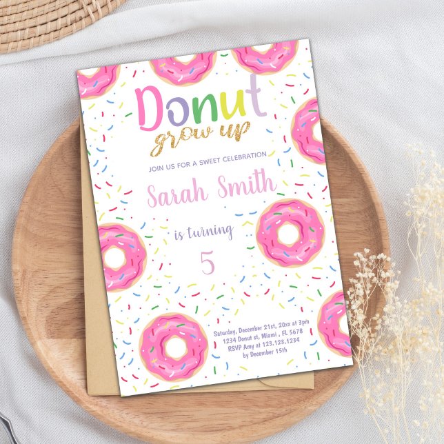 Convites de aniversário de Rosquinha rosa (Pink Donut Birthday Invitations)