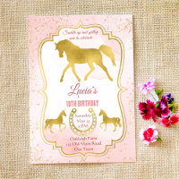 Convites de aniversário de sela de cavalo rosa e o