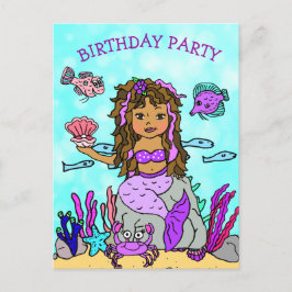 Convites de Aniversário de Sereia Roxa Bonita