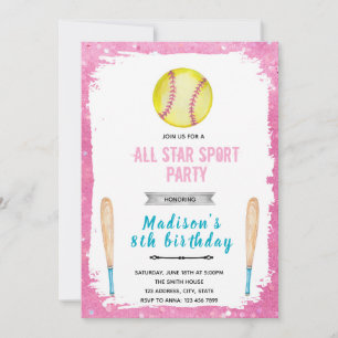 Convites de aniversário de softball