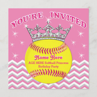 Convites de aniversário de softball princas