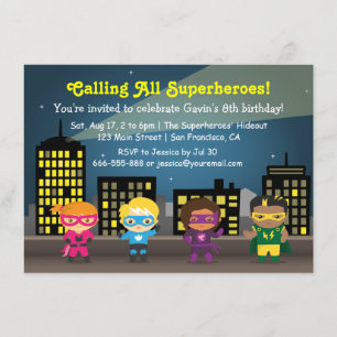 Convites de Aniversário de Super-Heróis para Crian