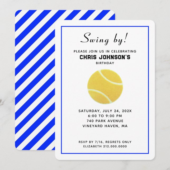 Convites de Aniversário de Tênis (Frente/Verso)