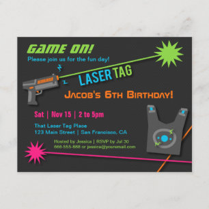 Convites de Aniversário de Tiro a Laser Game On