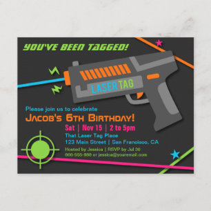 Convites de Aniversário de Tiro a Laser Neon