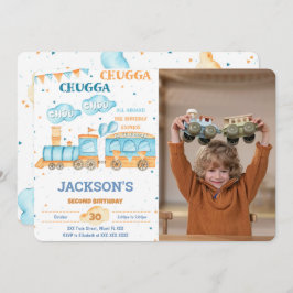 Convites de aniversário de trem editáveis com foto