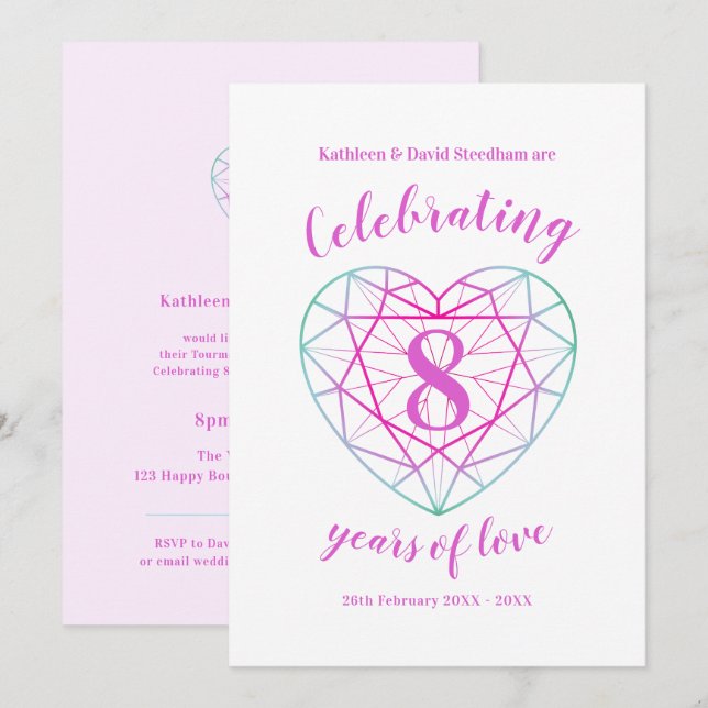 Convites de aniversário de Turmalina 8 anos de amo (Frente/Verso)