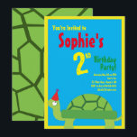 Convites de aniversário de Turtle Animal Kid<br><div class="desc">Quem não ama uma tartaruga num chapéu de festa? Estes convites adoráveis são perfeitos para a rua,  segundo,  3º,  4º,  5,  6 ou festa de aniversário do seu filho! Ou,  só para qualquer evento de amantes de tartaruga! Também funciona como excelente para um zoológico,  lagoa ou festa temerária animal!</div>