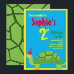 Convites de aniversário de Turtle Animal Kid<br><div class="desc">Quem não ama uma tartaruga num chapéu de festa? Estes convites adoráveis são perfeitos para a rua,  segundo,  3º,  4º,  5,  6 ou festa de aniversário do seu filho! Ou,  só para qualquer evento de amantes de tartaruga! Também funciona como excelente para um zoológico,  lagoa ou festa temerária animal!</div>