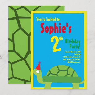 Convites de aniversário de Turtle Animal Kid