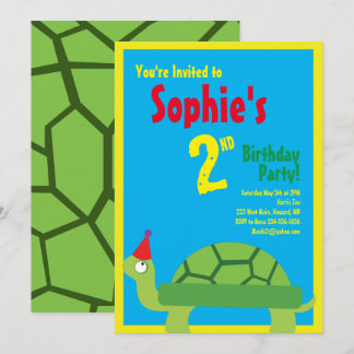 Convites de aniversário de Turtle Animal Kid