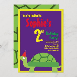 Convites de aniversário de Turtle Animal Kid