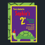 Convites de aniversário de Turtle Animal Kid<br><div class="desc">Quem não ama uma tartaruga num chapéu de festa? Estes convites adoráveis são perfeitos para a rua,  segundo,  3º,  4º,  5,  6 ou festa de aniversário do seu filho! Ou,  só para qualquer evento de amantes de tartaruga! Também funciona como excelente para um zoológico,  lagoa ou festa temerária animal!</div>