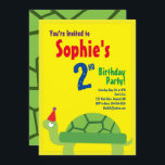Convites de aniversário de Turtle Animal Kid<br><div class="desc">Quem não ama uma tartaruga num chapéu de festa? Estes convites adoráveis são perfeitos para a rua,  segundo,  3º,  4º,  5,  6 ou festa de aniversário do seu filho! Ou,  só para qualquer evento de amantes de tartaruga! Também funciona como excelente para um zoológico,  lagoa ou festa temerária animal!</div>