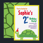 Convites de aniversário de Turtle Animal Kid<br><div class="desc">Quem não ama uma tartaruga num chapéu de festa? Estes convites adoráveis são perfeitos para a rua,  segundo,  3º,  4º,  5,  6 ou festa de aniversário do seu filho! Ou,  só para qualquer evento de amantes de tartaruga! Também funciona como excelente para um zoológico,  lagoa ou festa temerária animal!</div>