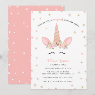 Convites de aniversário de Unicórnio mágico