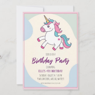 convites de aniversário de unicórnio roxo e fofo