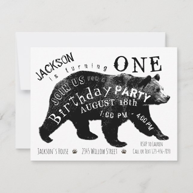 Convites de Aniversário de Urso Qualquer Número (Frente)