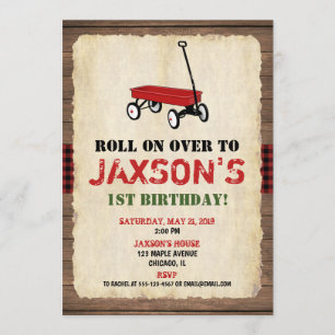 Convites de aniversário de vagão, primeiro anivers