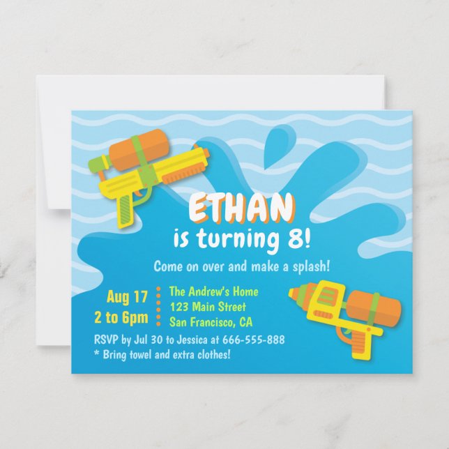 Convites de Aniversário de Verão para Meninos com  (Frente)