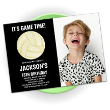 Convites de Aniversário de Voleibol Preto para 13