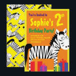 Convites de aniversário de Zebra Animal Kid<br><div class="desc">Quem não ama uma zebra pronta para festa? Estes convites adoráveis são perfeitos para a rua,  segundo,  3º,  4º,  5,  6 ou festa de aniversário do seu filho! Ou,  só para qualquer evento de amantes de zebra! Também funciona excelente para um zoológico,  safari ou festa temerária animal!</div>