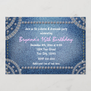Convites de Aniversário Denim e Diamantes