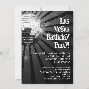 Convites de aniversário Disco Ball Las Vegas