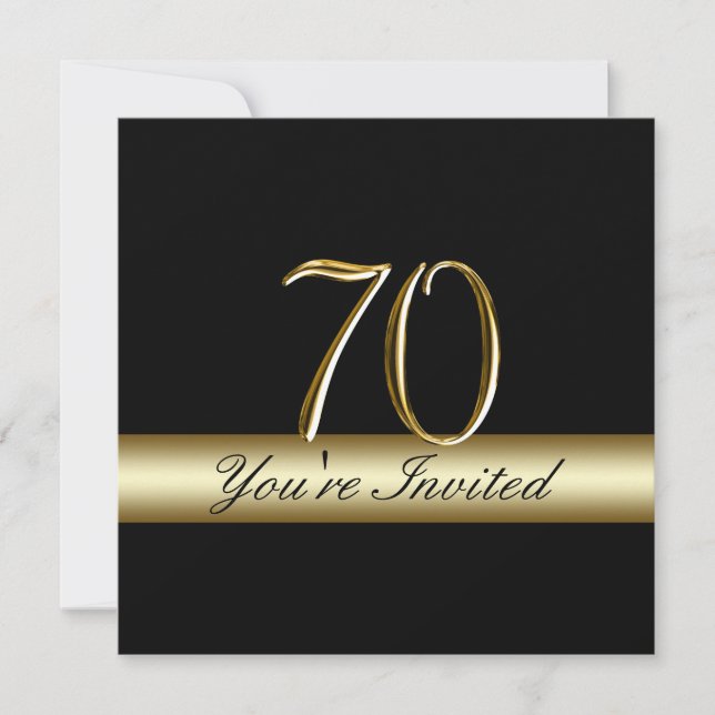 Convites de aniversário do 70 de Impressão Dourado (Frente)