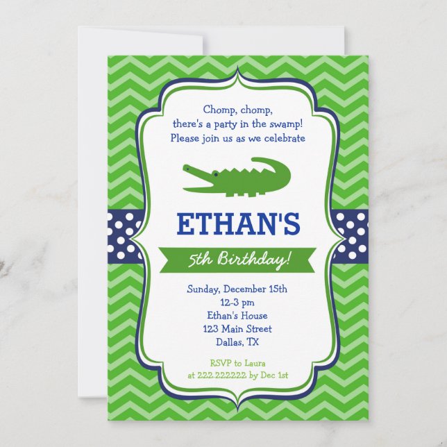 Convites de Aniversário do Alligador (Frente)
