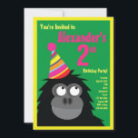 Convites de aniversário do Ape Animal Kid<br><div class="desc">Quem não ama Ape num chapéu de festa? Estes convites adoráveis são perfeitos para a rua,  segundo,  3º,  4º,  5,  6 ou festa de aniversário do seu filho! Ou,  só para qualquer evento de amantes de gorila! Também funciona como excelente para um zoológico,  safari ou festa temerária animal!</div>